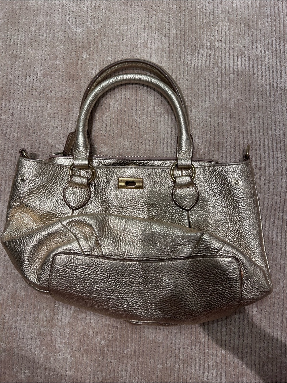 J Crew | 100% Leather Metallic Gold Handbag